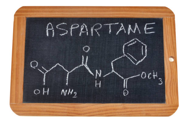 Aspartame chemical formula concept of chemistry classes with a school slate chemical formula for aspartame stock pictures, royalty-free photos & images