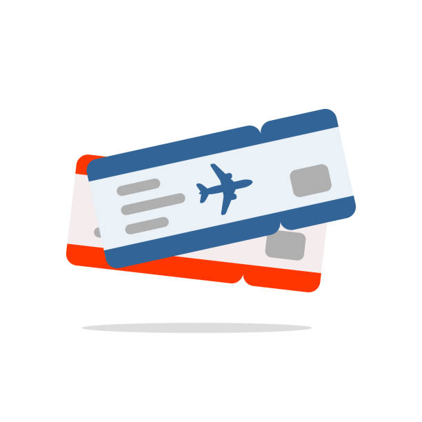 Blue and red air tickets Blue and red air tickets. Illustration in flat style. Vector isolated object. airplane ticket stock illustrations