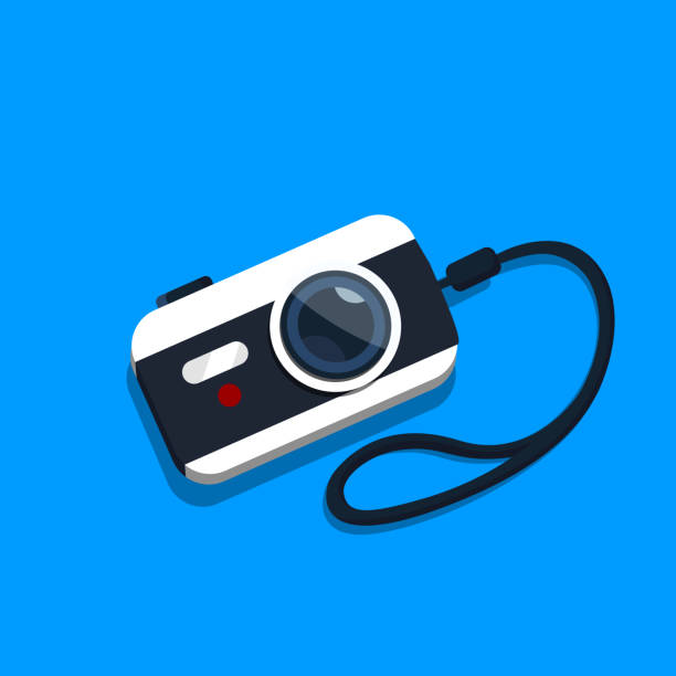 Camera in a flat style Camera in a flat style. Vector illustration. strap photos stock illustrations