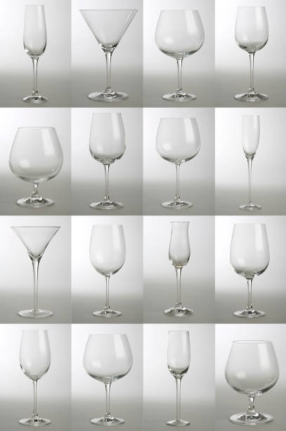 variety of glasses for drinks, wine, champagne, cognac