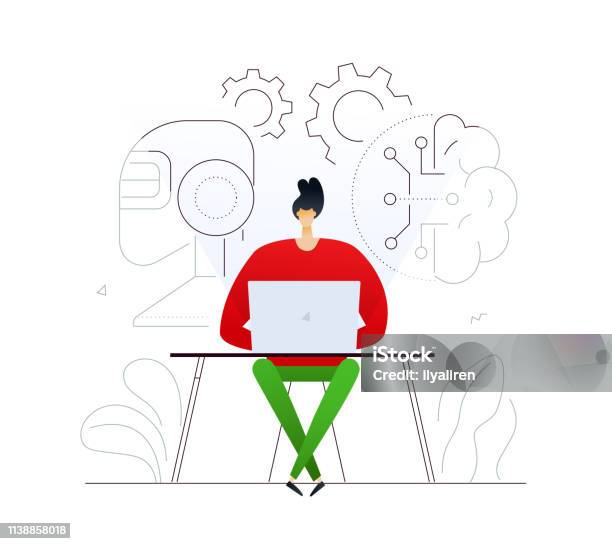 Iq Style Design Artificial Intelligence Flat Design Style Colorful Illustration Stock ...