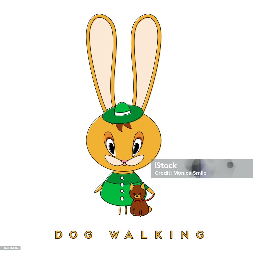 Cartoon Rabbit With Dogs Rabbit And Dog Stock Illustration - Download Image Now - Animal ...