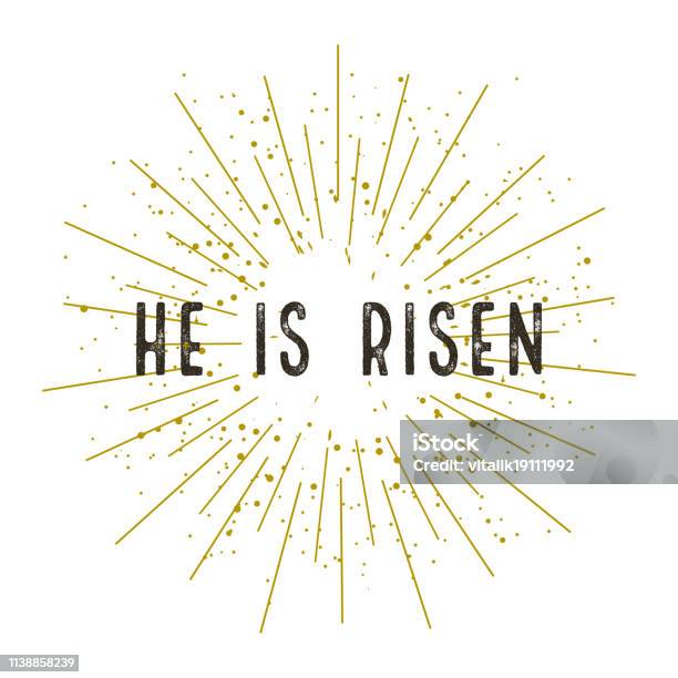 Christ Is Risen Stylish Design Vector Illustration Stock Illustration - Download Image Now - Spirituality, Calligraphy, Christianity