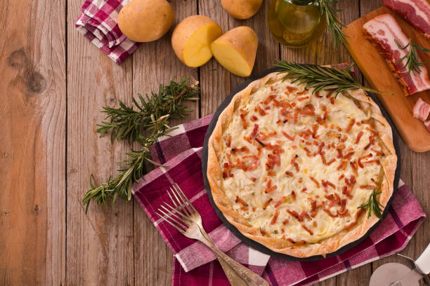 istock Cheese and bacon tart. 1138861197