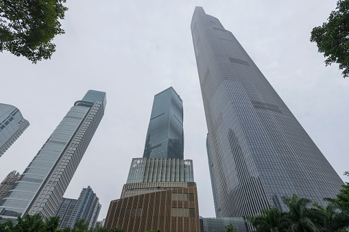 Guangzhou, China – October 23, 2018 : Guangzhou CTF Finance Centre and blue sky in Guangzhou, China on October 23, 2018.