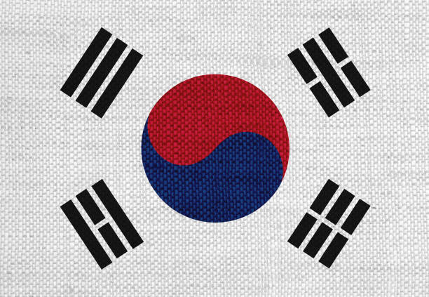 Flag of South Korea on old linen