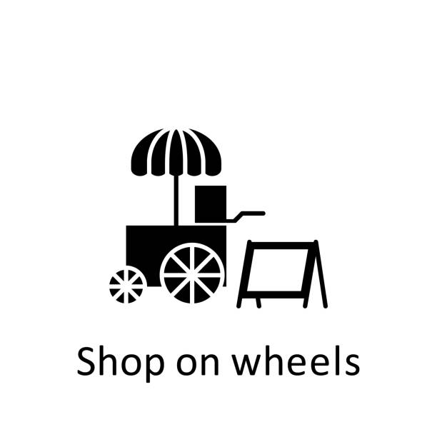 바퀴 아이콘에 쇼핑. 기호와 기호는 웹, 로고, 모바일 앱, ui, ux에 사용할 수 있습니다. - part of vehicle shopping cart vehicle part auto repair shop stock illustrations