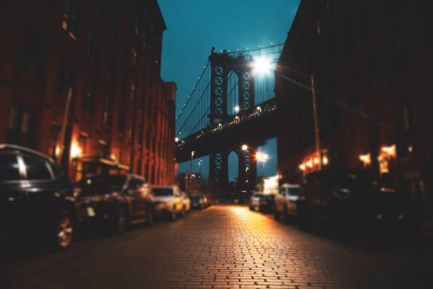 Vintage manhattan bridge in new york