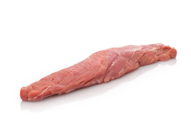 Pork fillet tenderloin raw white isolated