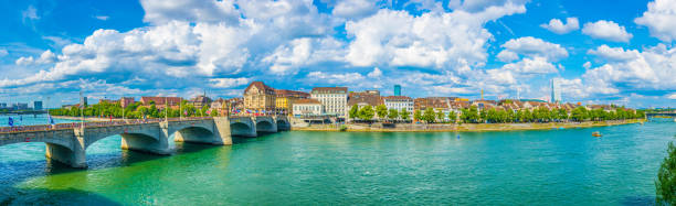 Riverside of Rhine in Basel, Switzerland Riverside of Rhine in Basel, Switzerland basel switzerland photos stock pictures, royalty-free photos & images