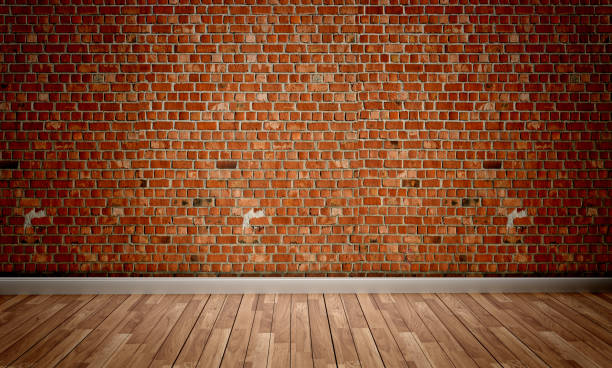 istock Empty room brick wall and carpet on wooden floor. 3D rendering 1138871576