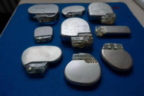 various explanted pacemakers and defibrillators and event recorders
