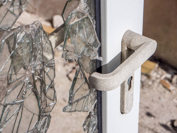 Door after a burglary
