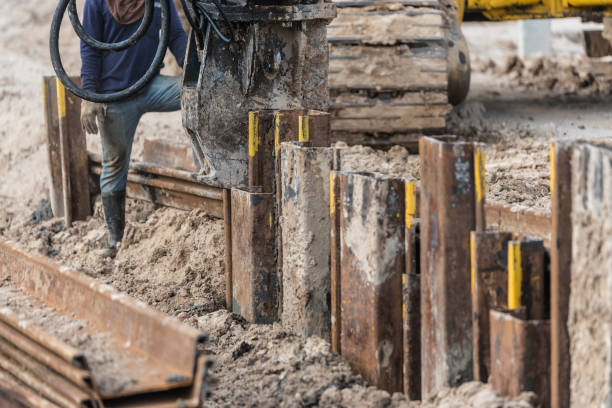istock Retaining wall steel sheet pile 1138873231
