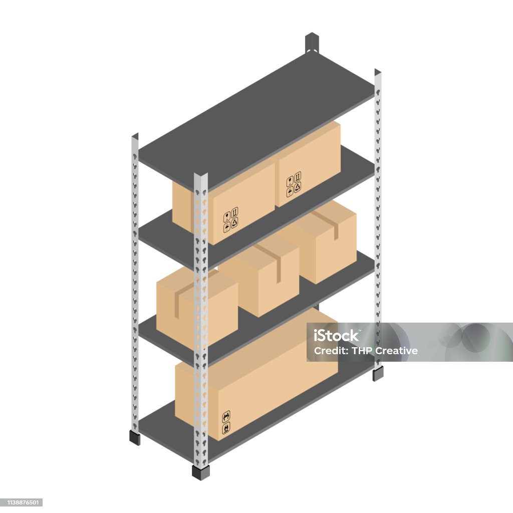 Storage Shelves With Boxes Vector Stock Illustration - Download Image ...