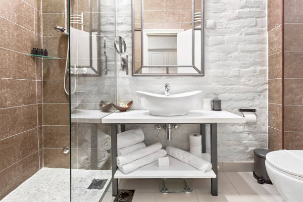 istock Luxury Modern contemporary interior bathroom with sink and mirror 1138878413