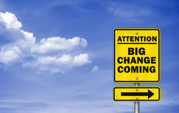 Big Change Coming - road sign stock photo