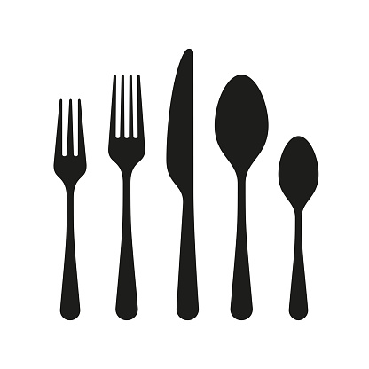 The contours of the cutlery. Spoon, knife, forks