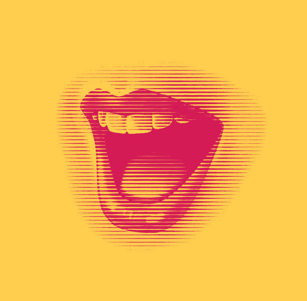 Woman's mouth laughing and smiling Engraving vector of a Woman's mouth laughing and smiling news event illustrations stock illustrations