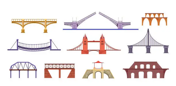 Vector illustration of Bridges illustration set