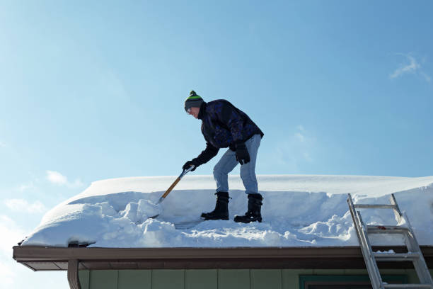 istock Man Shoveling Deep Snow Off a Rooftop 1138880464