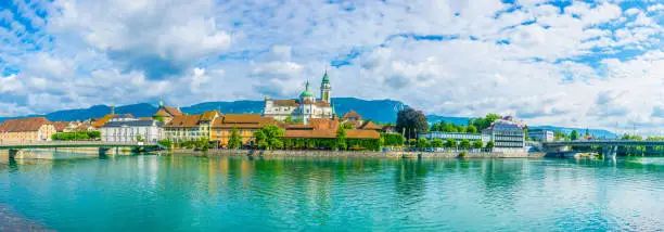 Riverside of Aare passing through Solothurn, Switzerland