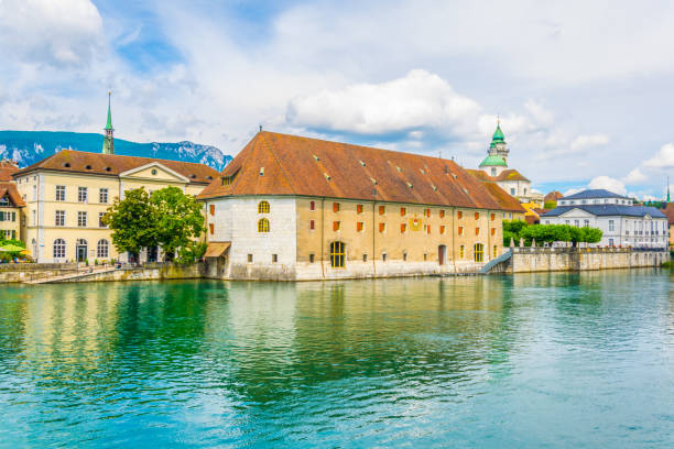 Riverside of Aare passing through Solothurn, Switzerland