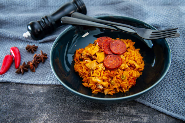istock Paella with chicken, seafood and chorizo 1138881988