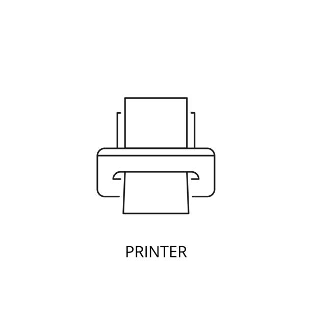 illustrazioni stock, clip art, cartoni animati e icone di tendenza di icona del vettore della stampante, stile del contorno, tratto modificabile - 5945