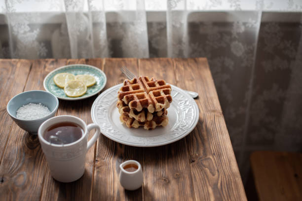 Sweet Yeast Liege Belgian Waffles with Pearl Sugar