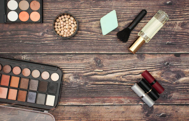 istock Make up and beauty products on wooden background 1138885662