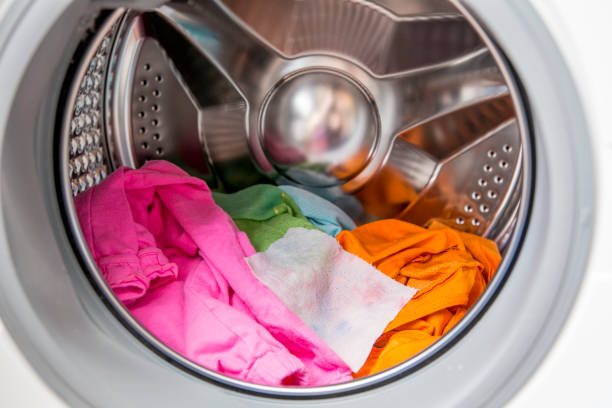 Color Absorbing Sheet Inside A Washing Machine Allows To Wash Mixed Color  Clothes Without Ruining Colors Concept Stock Photo - Download Image Now -  iStock