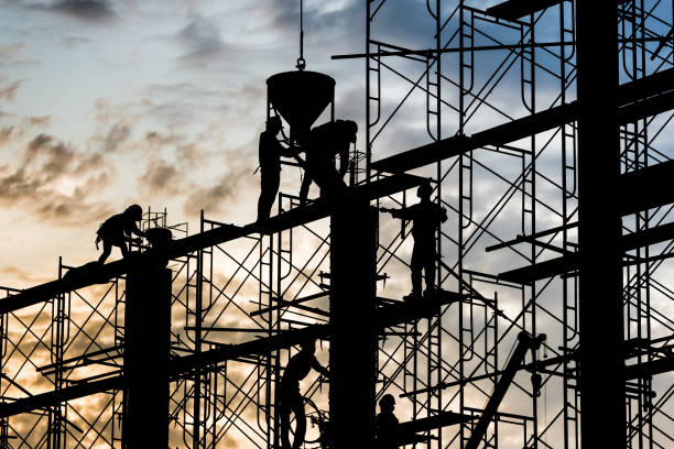 istock Silhouette of worker in the construction site 1138886964