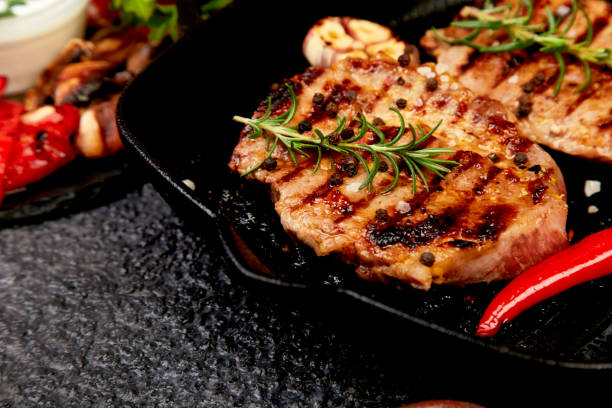 istock Steak grill in the cast iron grill pan 1138888477