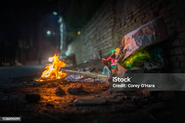 Garbage Fire At Night Stock Photo - Download Image Now - Riot, USA, Fire - Natural Phenomenon