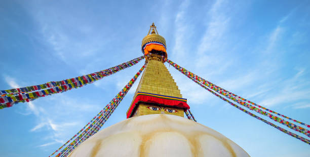 istock Boudhanath stupa, eyes, prayer flags, blue sky, Kathmandu, Nepal 1138892077