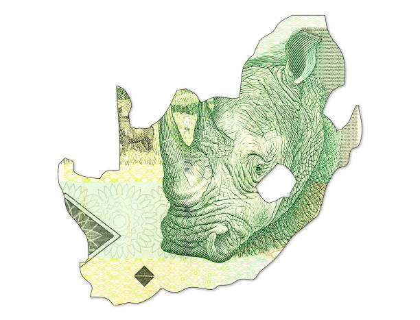 10 rand sud-africain note de banque en forme d’afrique du sud - south african rand note photos photos et images de collection