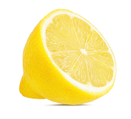 Fresh halved lemon isolated on white background with clipping path