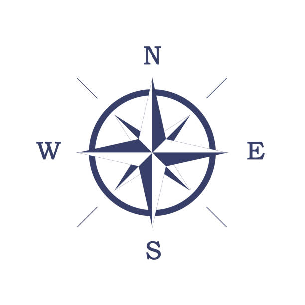 vector kompass flaches design einfache kompass-retro-oder vintage-stil - compass compass rose north direction stock-grafiken, -clipart, -cartoons und -symbole