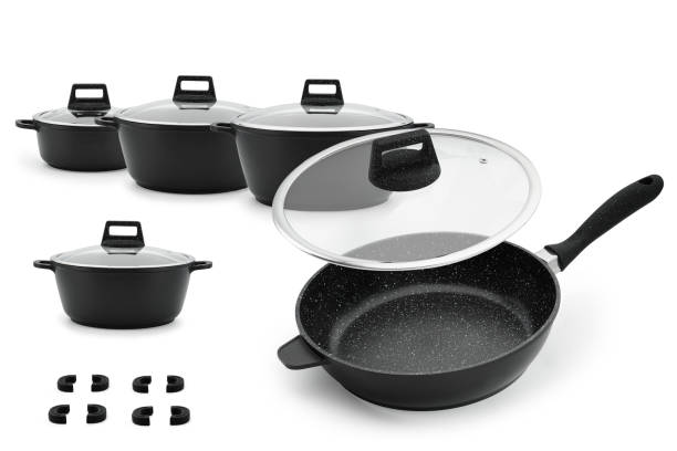 istock Set of kitchenware cast iron black steel isolate white background. 1138896973