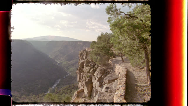 Panoramic shot on vintage film camera of Rio Grande del Norte National Monument.