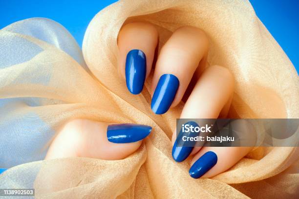 Blue Nails Manicure Stock Photo - Download Image Now - Blue Nail Polish,  Blue, Manicure - iStock