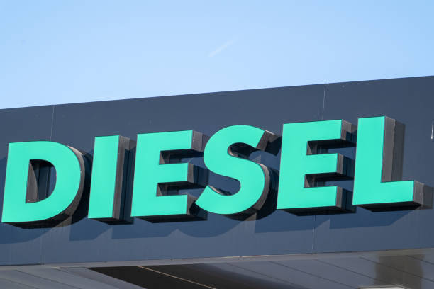 istock Generic Diesel gas sign at a gas station 1138902724