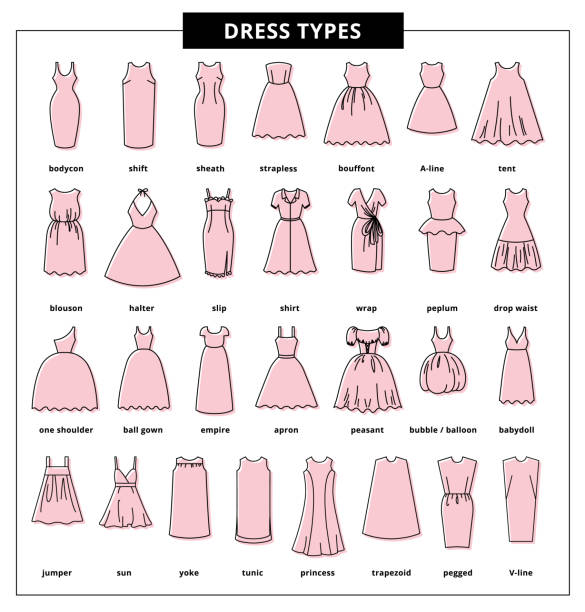векторные иконки платьев - baby doll dress stock illustrations