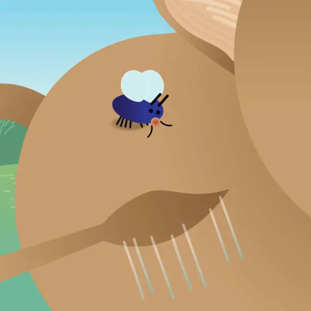Vector illustration of Fly Bites Cow