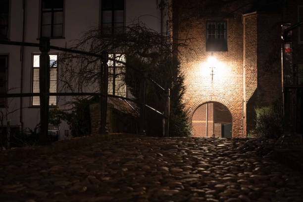 istock medieval city gate with old pavement and atmospheric lighting. 1138909136
