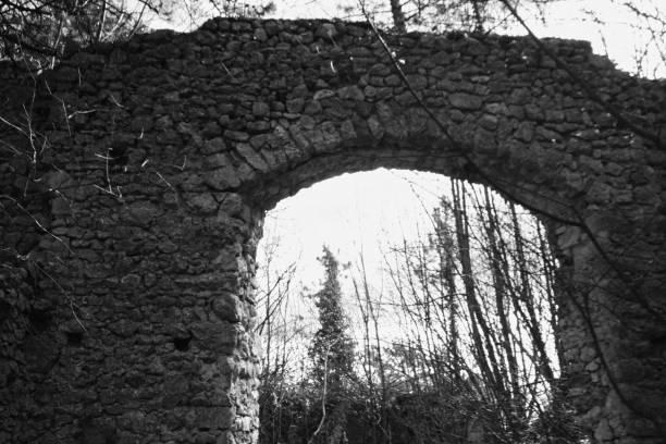 istock old castle stone door black and white 1138913132