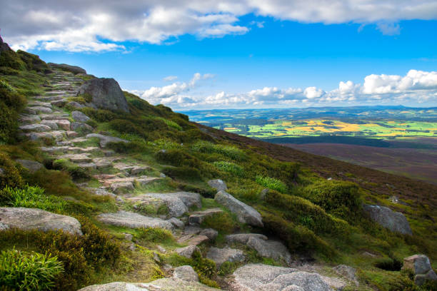 Hiking trail in Cairngorm Mountains. Aberdeenshire, Scotland, UK Route to Clachnaben in Glen Dye. Aberdeenshire, Scotland, United Kingdom. cairngorm mountains stock pictures, royalty-free photos & images