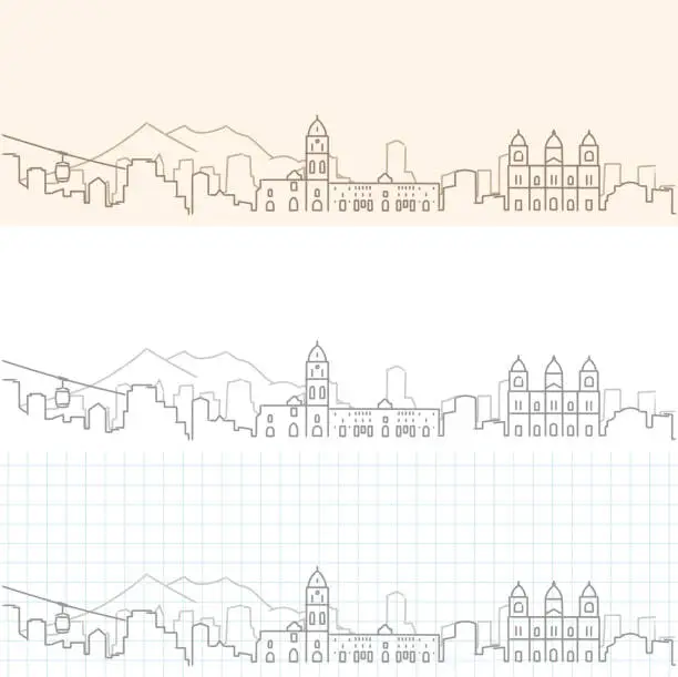 Vector illustration of La Paz Hand Drawn Skyline