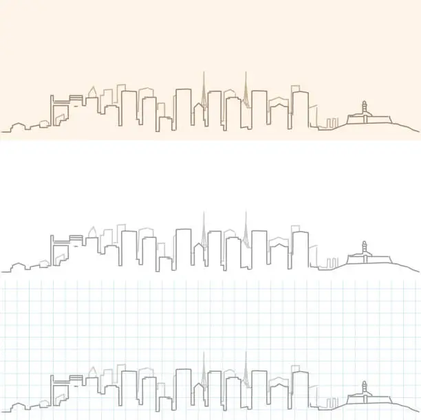 Vector illustration of Salvador Hand Drawn Skyline